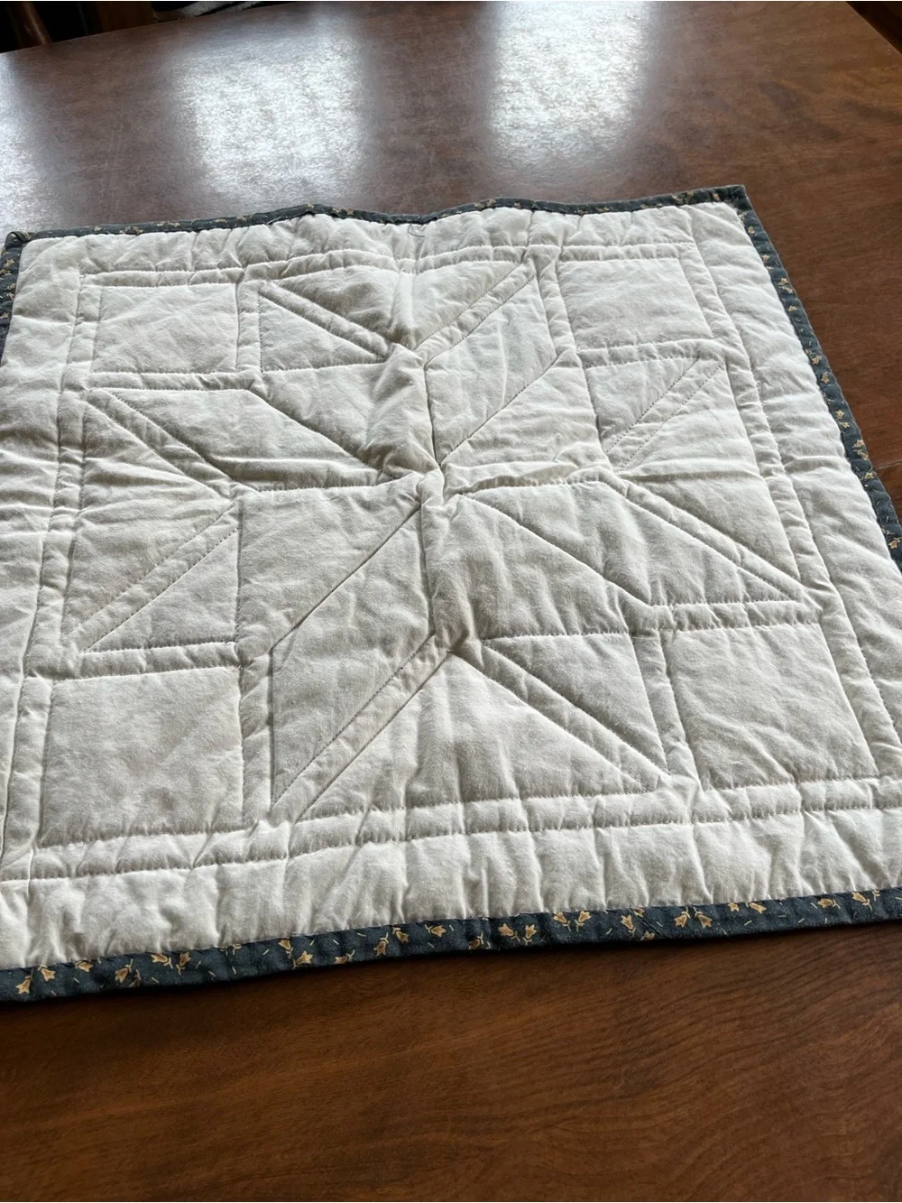 Handmade Patchwork Table Mat - Blue & Cream Star Design